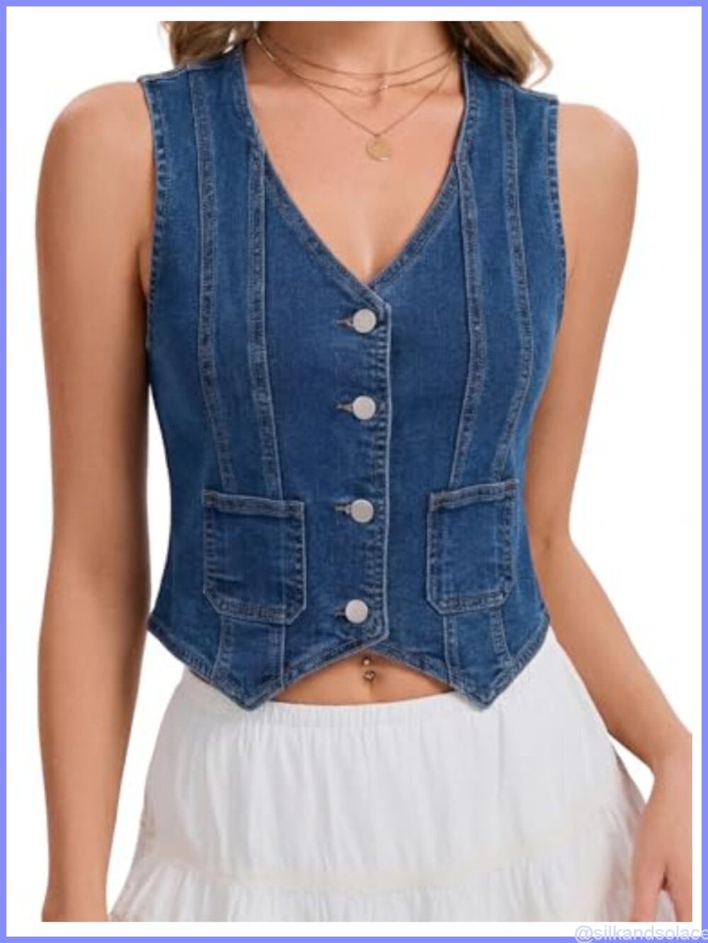 Women's Crop Denim Vest Sleeveless Jean Waistcoat Y2K Summer Layering Top
